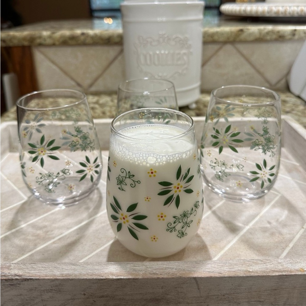 Floral Stemless Glasses Set